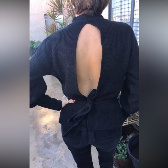 NWT Do + Be Open Back Tie Waist Sweater - Picture 1 of 7